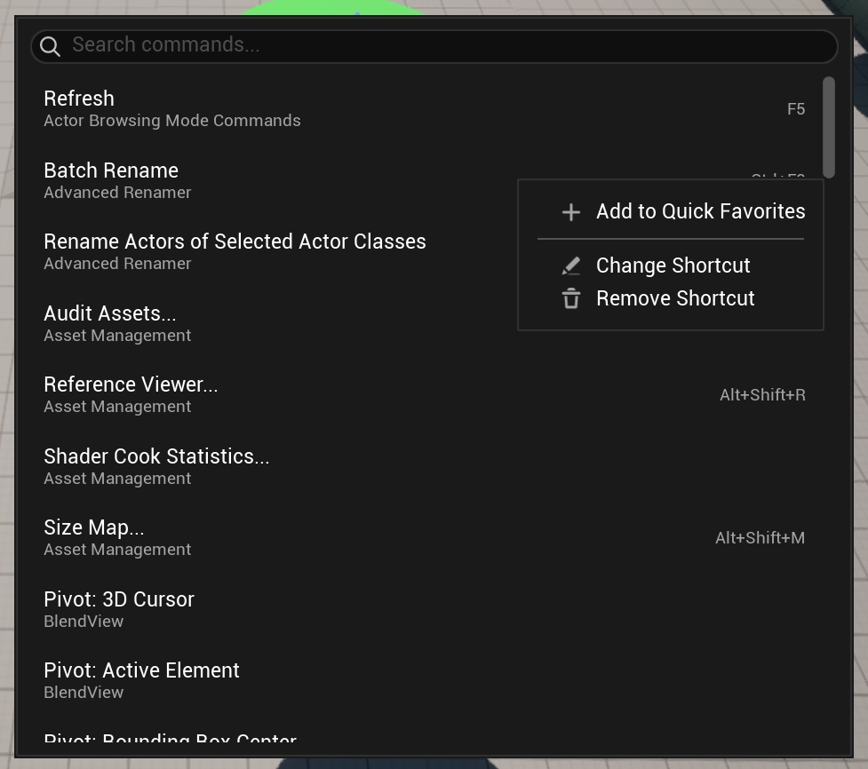 Command search menu