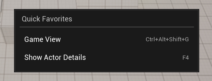 Quick Favorites menu