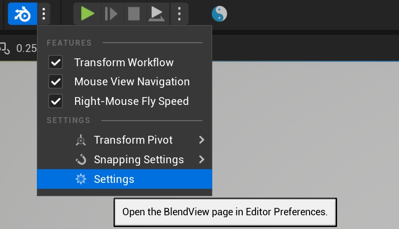 BlendView quick menu