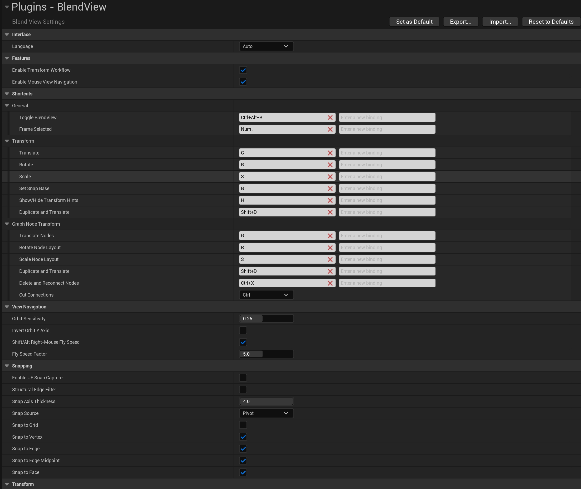 BlendView settings panel
